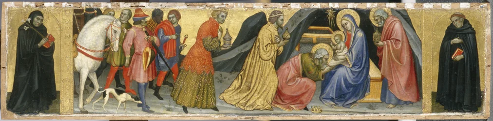 La Adoración de los Magos y dos Santos